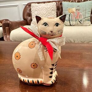 Prestige Place Nesting Ceramic Cat‎ w/Candle Museum of American Folk Art Vintage